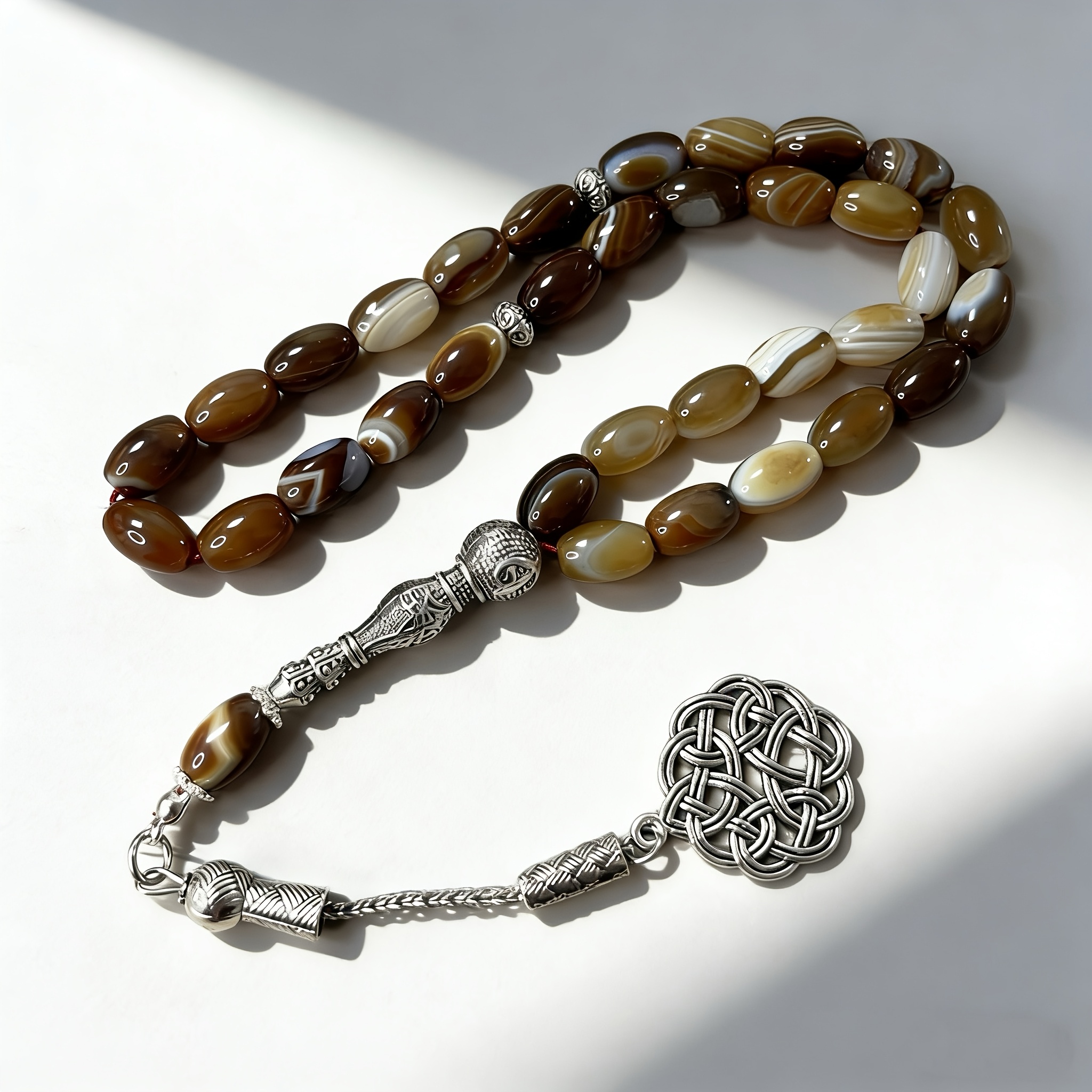 Handcrafted Natural Agate 33 Beads, Handheld Counting Beads, Pendant Design, Middle Eastern Arab Style, Suitable For Daily Wear, Car Hanging Ornament, Used During Ramadan