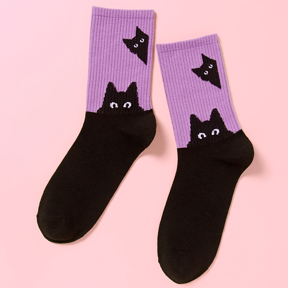 TEMU 1 Pair Cat Cute Socks Funny Socks For Women Lovely Socks With Cat Design Gifts For Cat Lovers Cute Kitten Pattern Sock For Casual Wear Comfy Pet