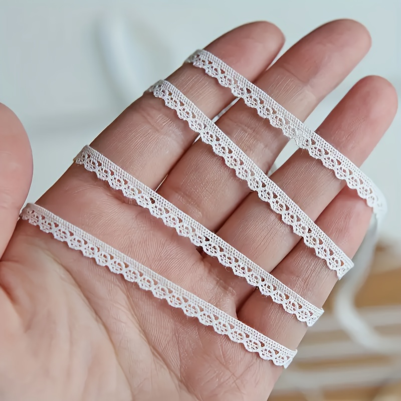 Image of 3 Yards 5mm-0.20 Inch White Cotton Lace Trim, Durable And Great For Doll Clothes, Sewing Crafts And Home Decor, Craft Lace - Intricate Lace Patterns - Durable Lace