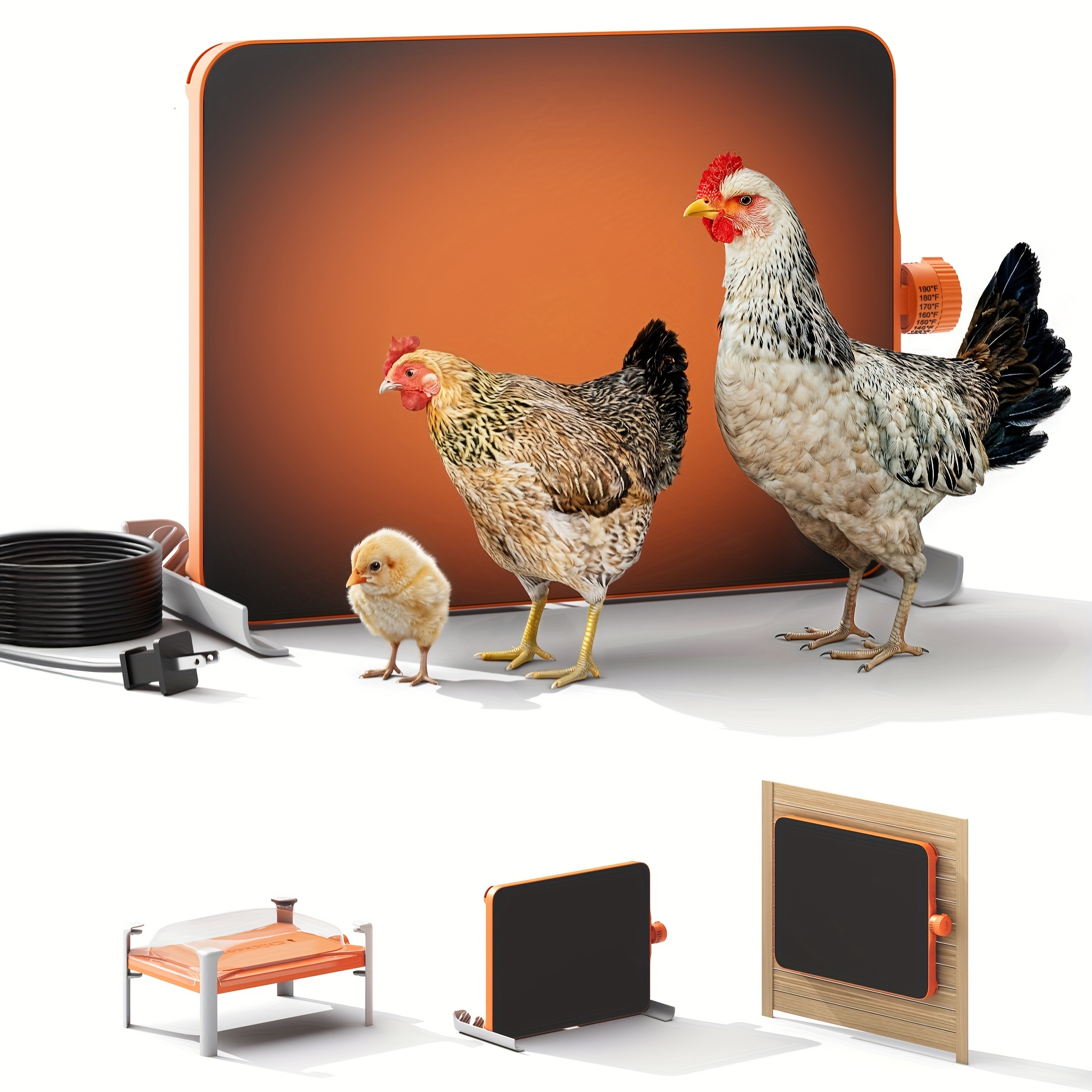 TEMU Coop Heater, 200 Watts Coop Heat Panel Built-in Adaptive Temperature Sensor, Chicken Heater Inside Coop For Winter, To Timer And Temp Controllers, Ul-