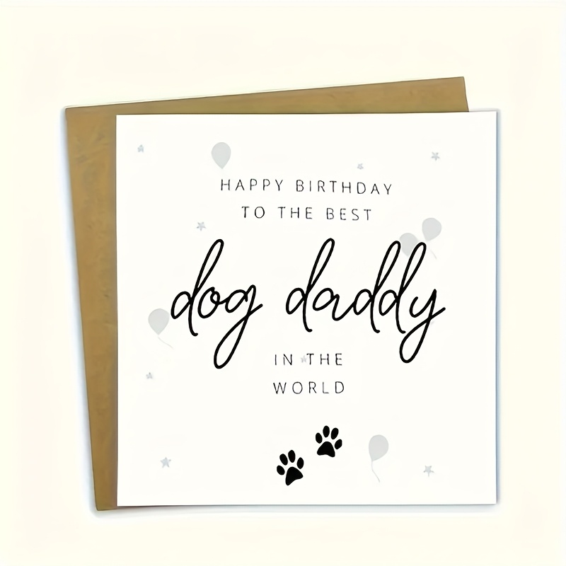 TEMU Una tarjeta de para un papá de perro - " al mejor papá de perro del mundo" con diseño de y de pata - un regalo para de mascotas para expresar