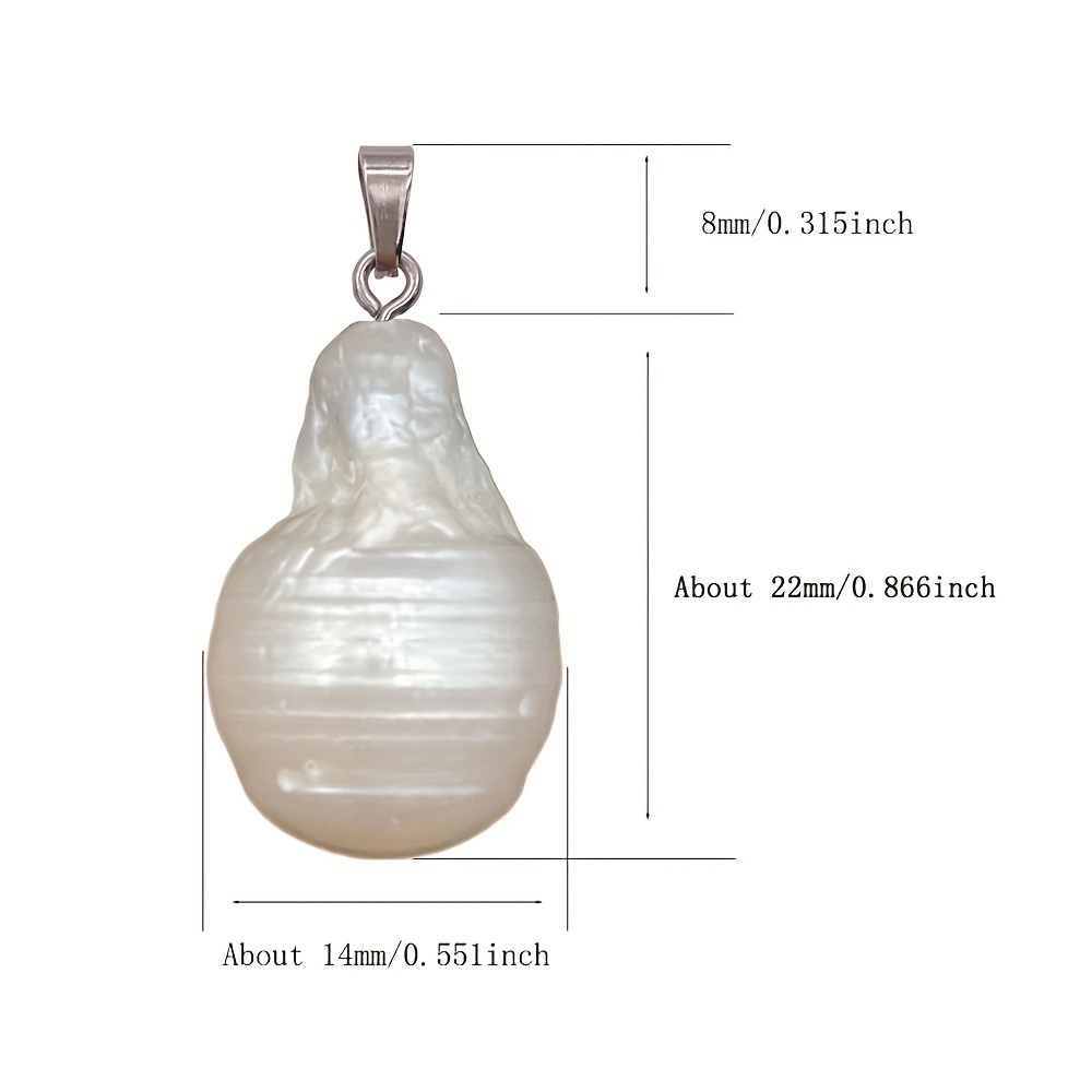 Image of Natural Freshwater Baroque Pearl Pendant - 22mm Flameball Oval Shape, White Glossy Jewelry For Casual Attire &, Simple Elegant Design (no Chain Included), Nautical Jewelry, Classic Pearl Style