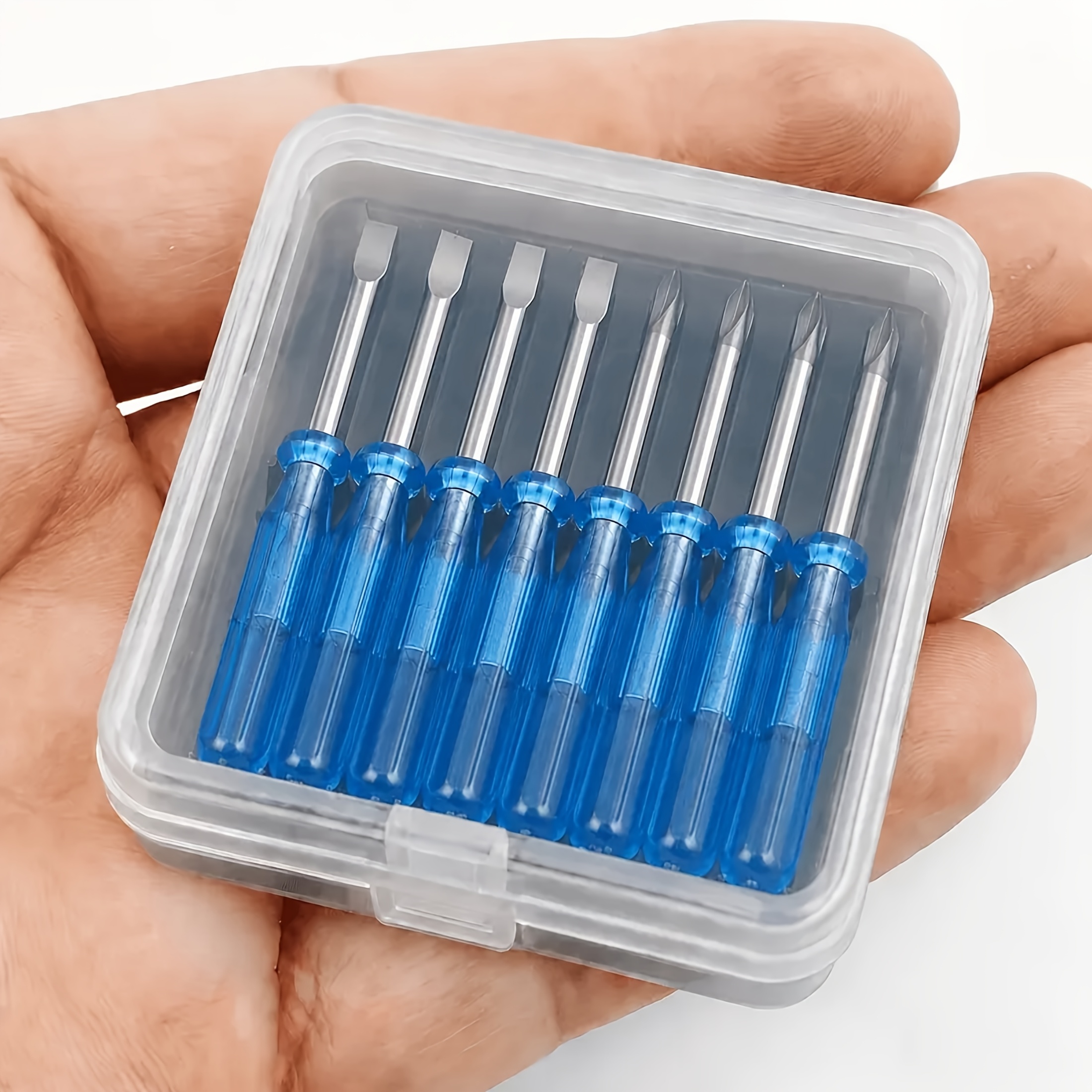 TEMU 9pcs (4 Flathead + 4 Phillips + 1 Plastic Case) Mini Screwdriver Set, Suitable For Toy Repair And Diy—includes 2mm Micro Flathead And Phillips