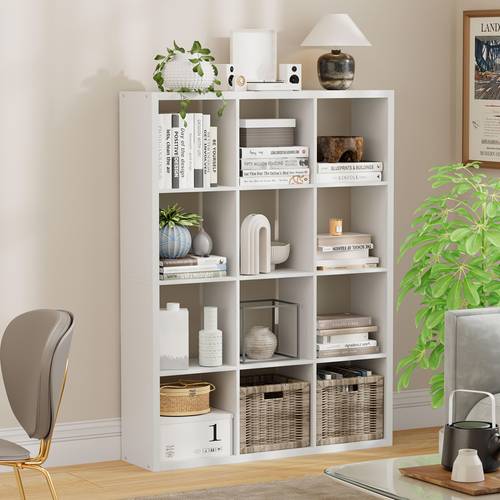 3 4 9 12 cube modular bookshelf shelf unit heavy duty reinforced thick shelves suitable for home office storage organizer with multi tier cubes modern minimalist shelf for living room bedroom assembly white