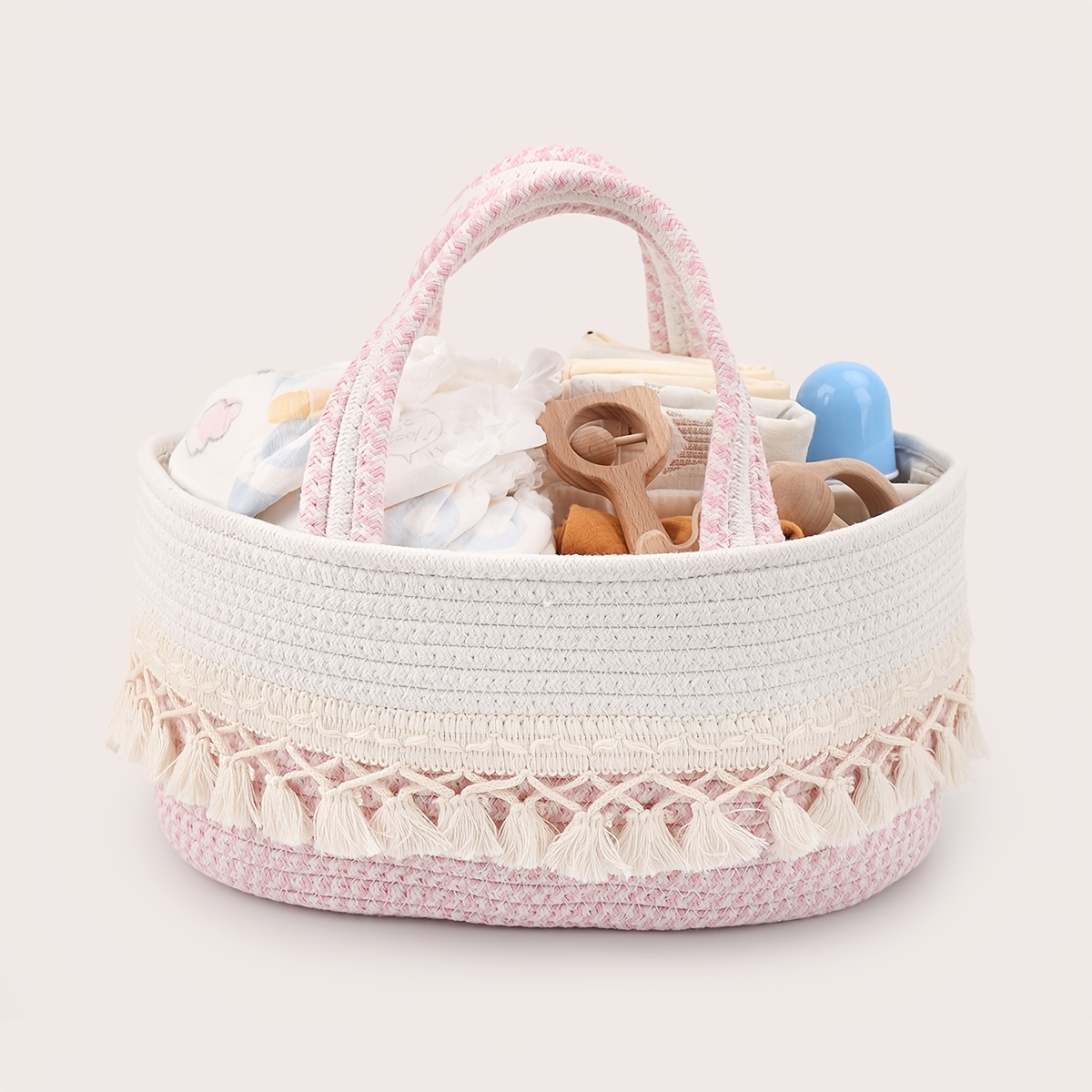 

Large Pink Basket - Polyester, Diapers, Bottles &