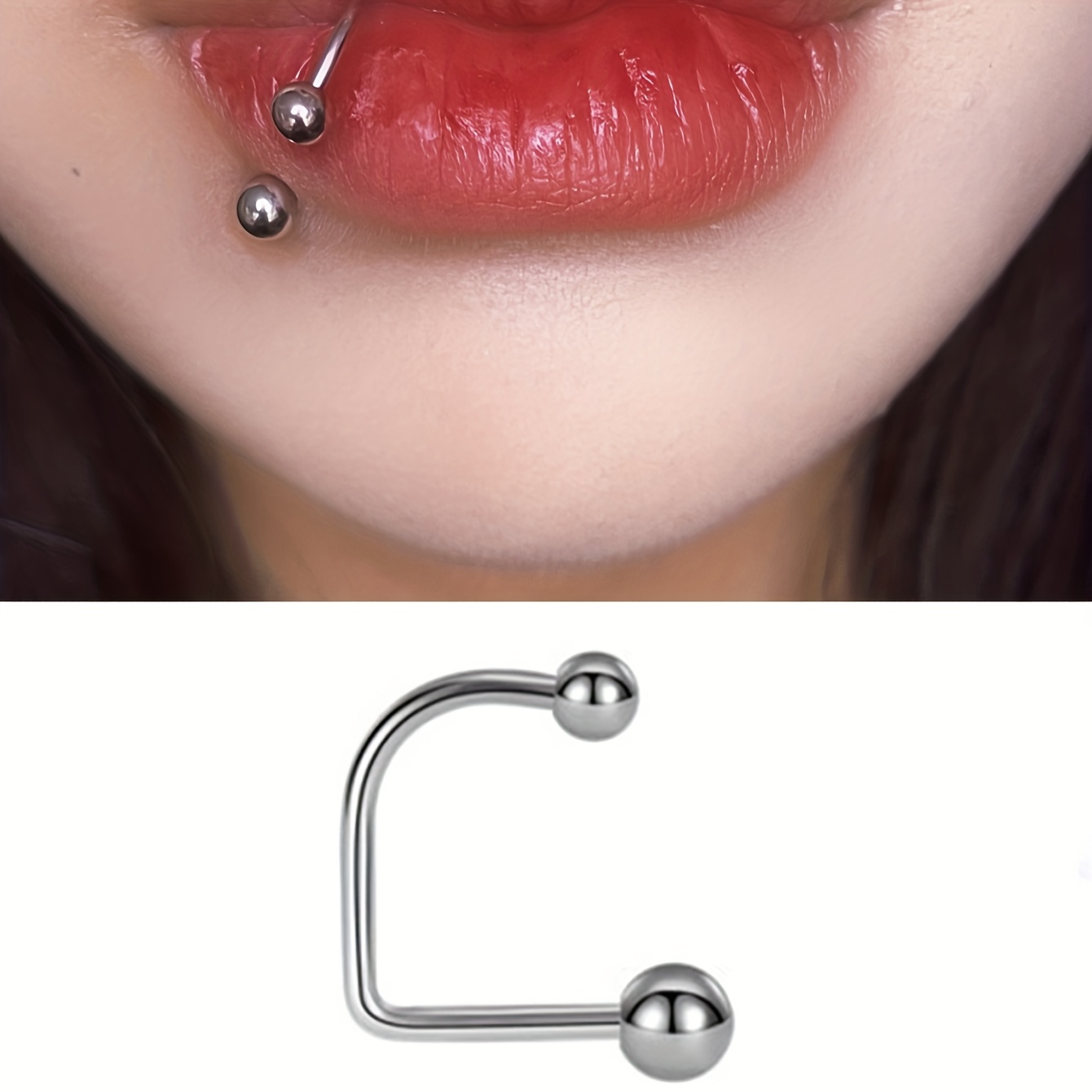   unisex stainless steel lip ring modern punk style gunmetal   curved design for piercings   casual attire vacations and birthdays vacation accessory modern lip ring masculine feminine   noxian 0