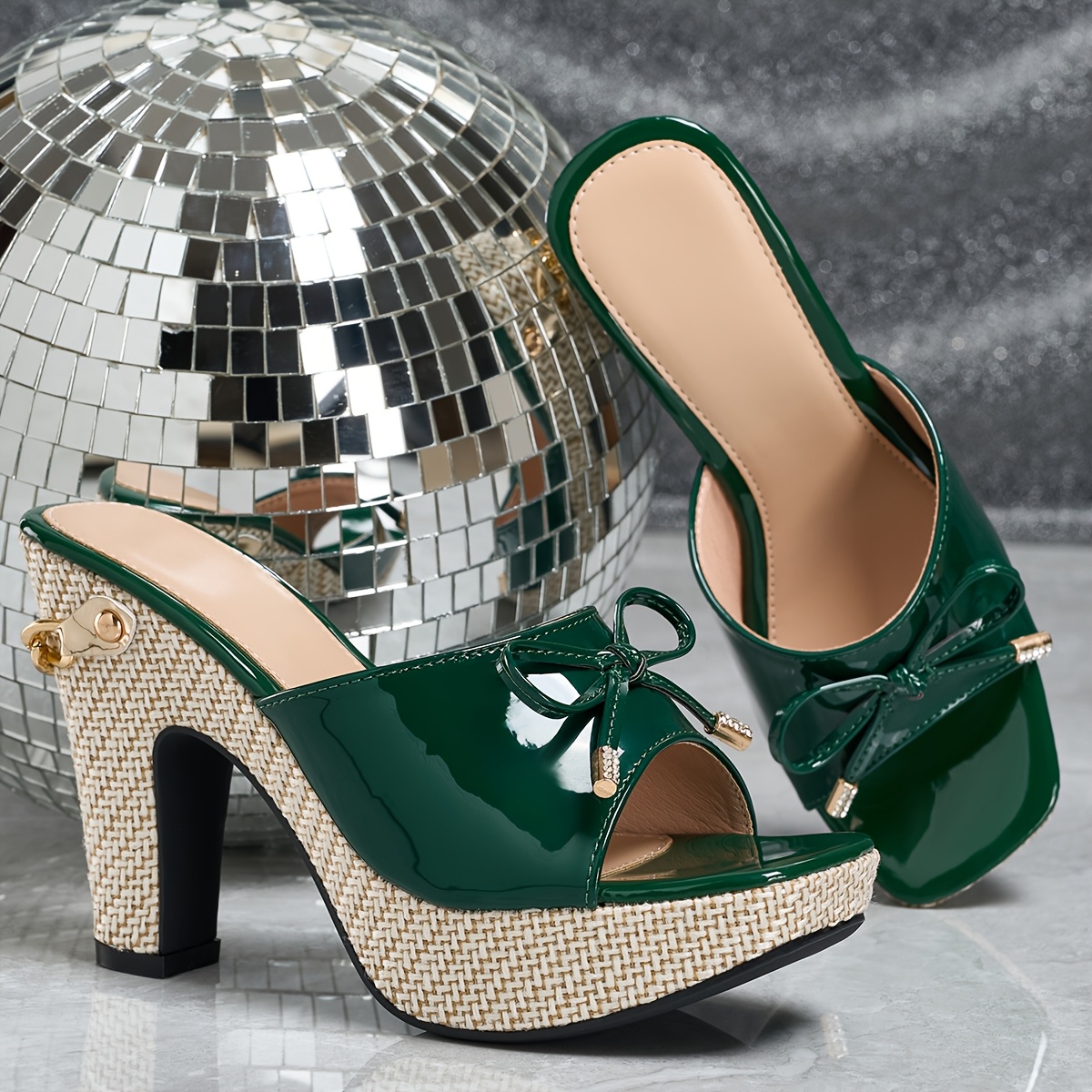elegant womens fashion bow with metal chain outer high heel sandals women shoes Product details 1