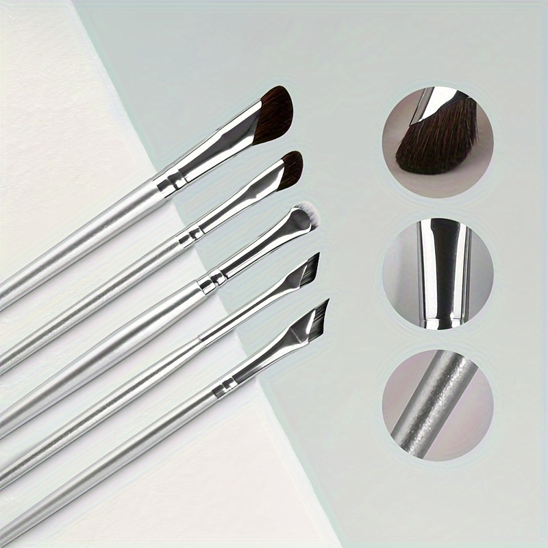 

Set Of 5 Makeup Brushes Including Nose Shadow Brush, Angled Eyeshadow Brush, Concealer Brush, Eyebrow Brush Eyeshadow Blending Brush, And Fine Eyeliner Brush