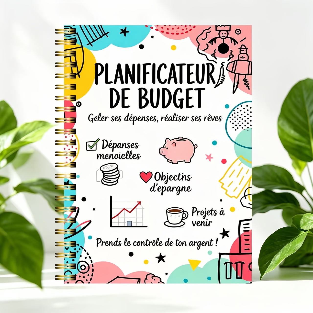TEMU 1 bloc de planification, planificateur de budget édition française, cahier sur le thème de l'enregistrement des factures, design coloré rond