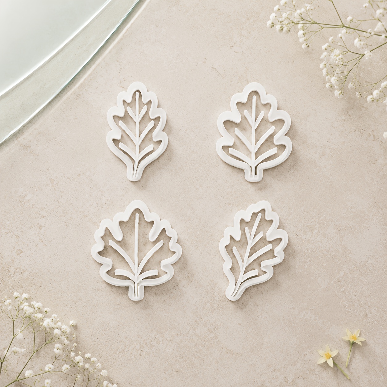 TEMU 4pcs Leaf Polymer Clay Cutter, Leaf Clay Molds, Leaf Shaped Clay Molds, Suitable For Christmas, Halloween, Daily Scene Jewelry Making Tools,