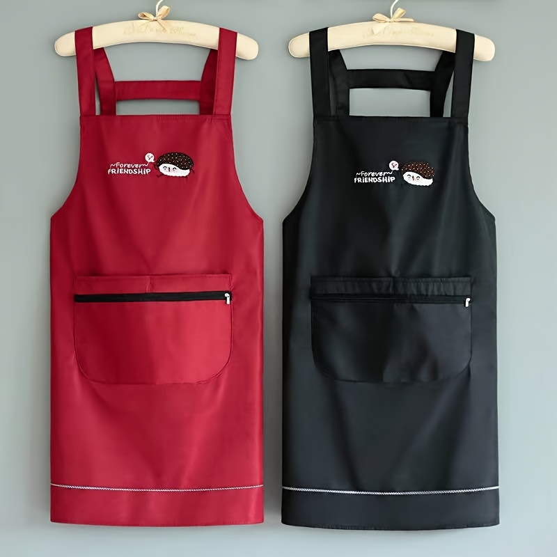 

Stylish Waterproof Kitchen Apron With Zipper Pocket & Handkerchief - Or Outdoor Bbqs, Pvc Material