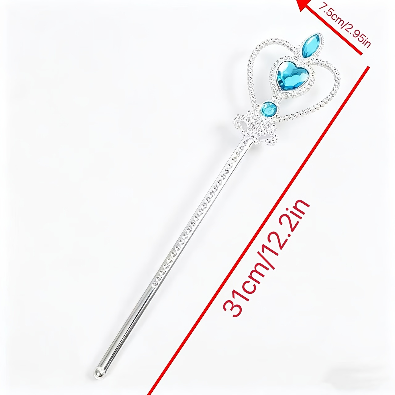 4pcs Pink and Blue Heart Rhinestone Crown Wand Set