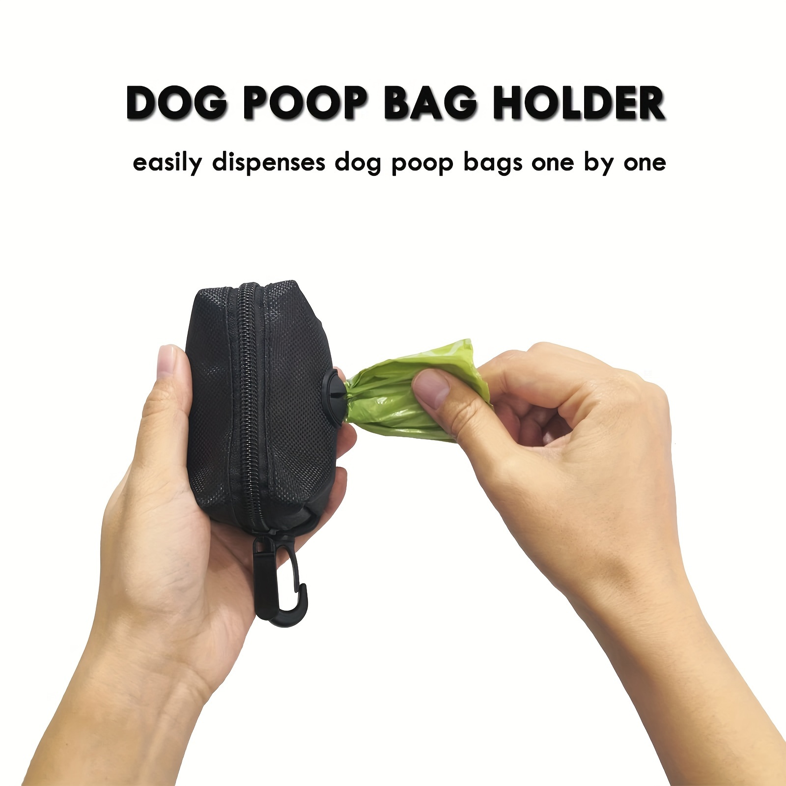 

1pc Polyester Dog Poop Bag Dispenser With Leash Clip - Waste Storage For Outdoor