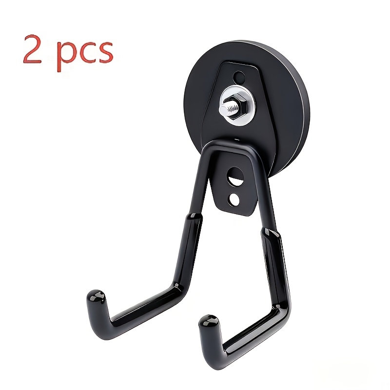 TEMU 2pcs Heavy Duty Coated Magnetic Hook, Wall Mounted Garage & Garden Hook, Rustproof Metal, Painted Surface, For Tools & Hose