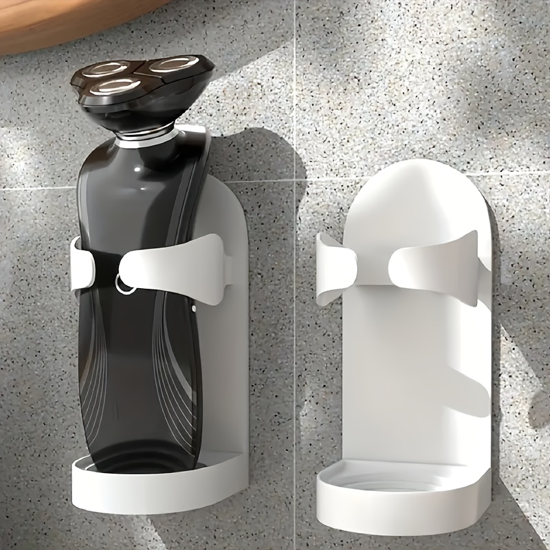 TEMU 2pcs Hh&whftlf Electric Shaver & Razor Wall-mounted Stand With Toothbrush Holder - Space-saving Bathroom Shelf, Hanging Shelf Unit Suitable For