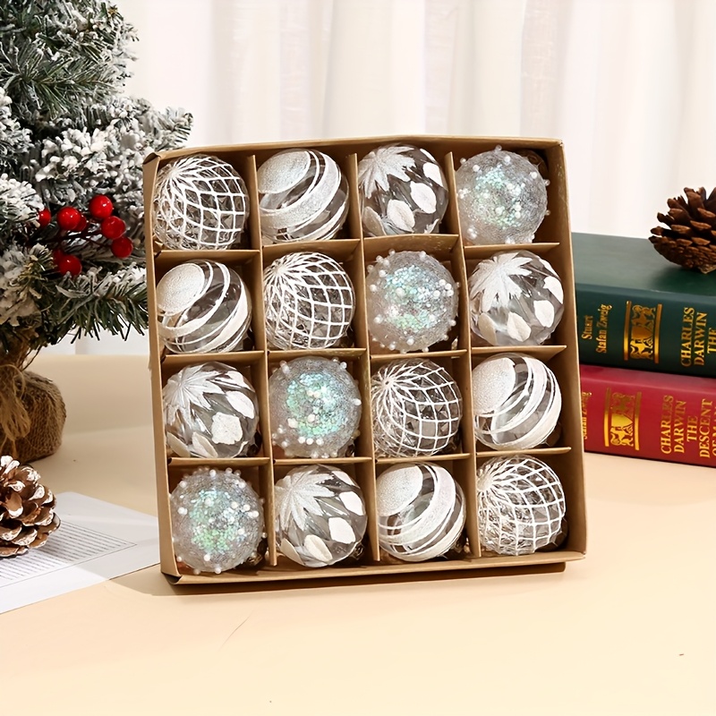 TEMU 16pcs/box, Diameter 6cm/2.36in, Christmas Ball Ornaments, Holiday Hanging Decorations, Festive Decorations, Living Room Bedroom Hanging