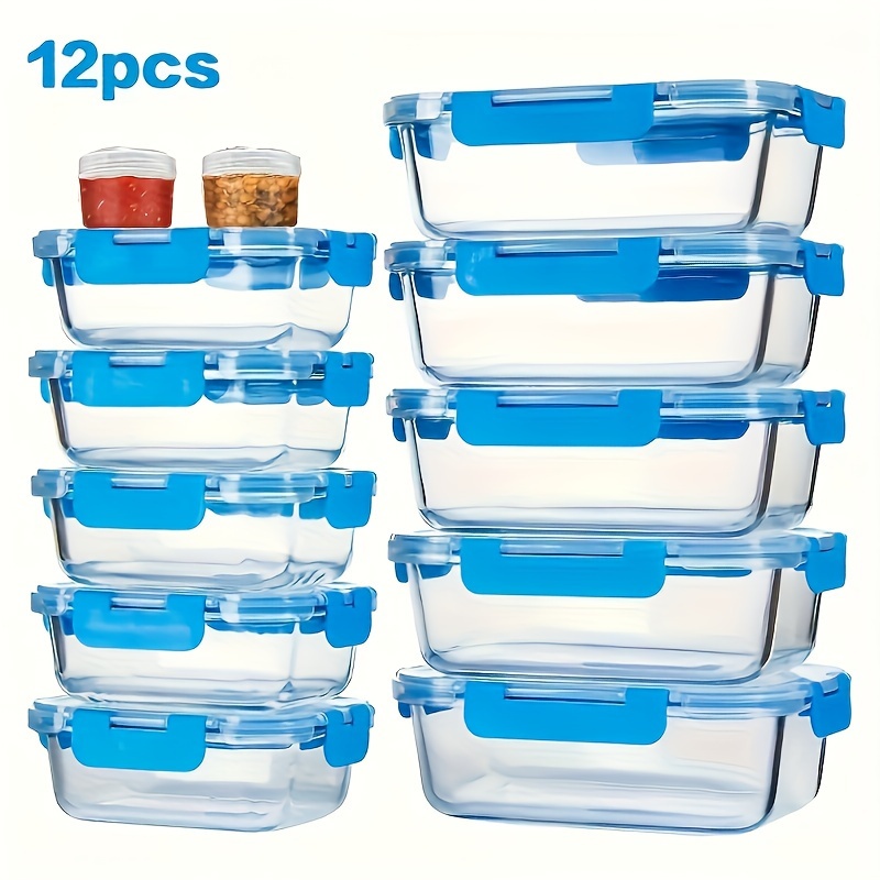 

12pcs Glass Meal Prep Containers, Food Storage Containers With Lids Airtight, Glass Lunch Boxes, Microwave, Oven, Freezer And Dishwasher Safe