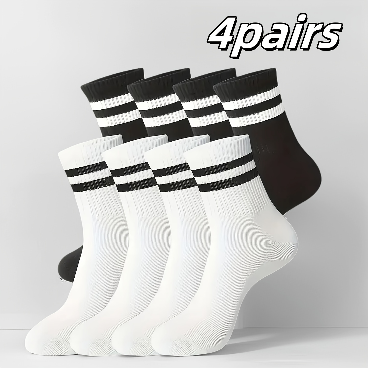 E-shop 4 Paar Unisex Sport- Outdoor-Socken, klassische Farbgebung, Basketballsocken, Fußballsocken, Arbeitssocken, Ganzjahressocken, geruchshemmend,