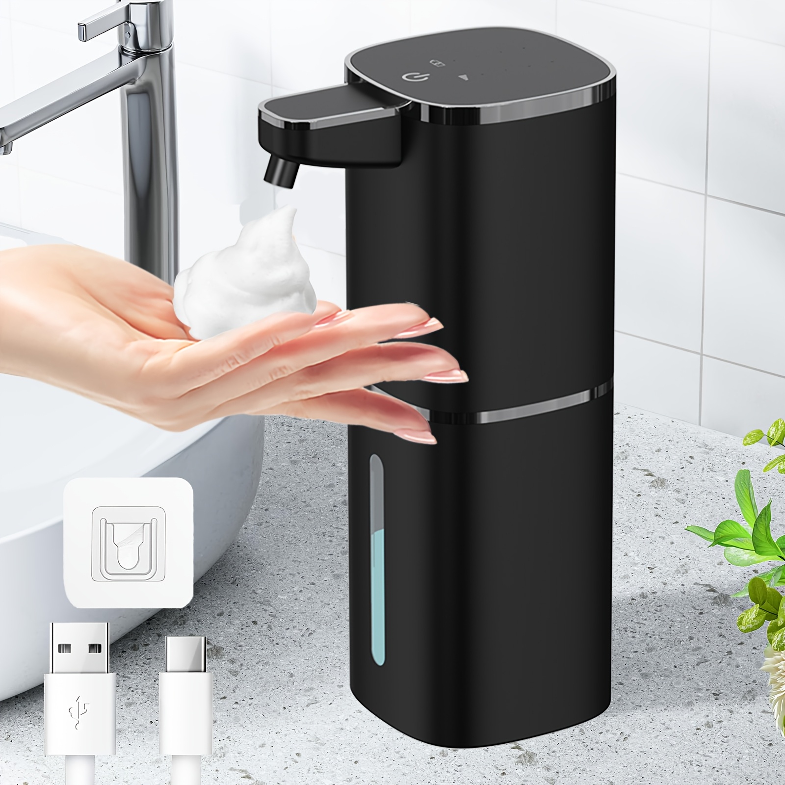 A 400ml Rechargeable Automatic Sensor Soap Dispenser That Wall-mounted, Suitable For Foam Hand Soap With Automatic Sensing, 1pc
