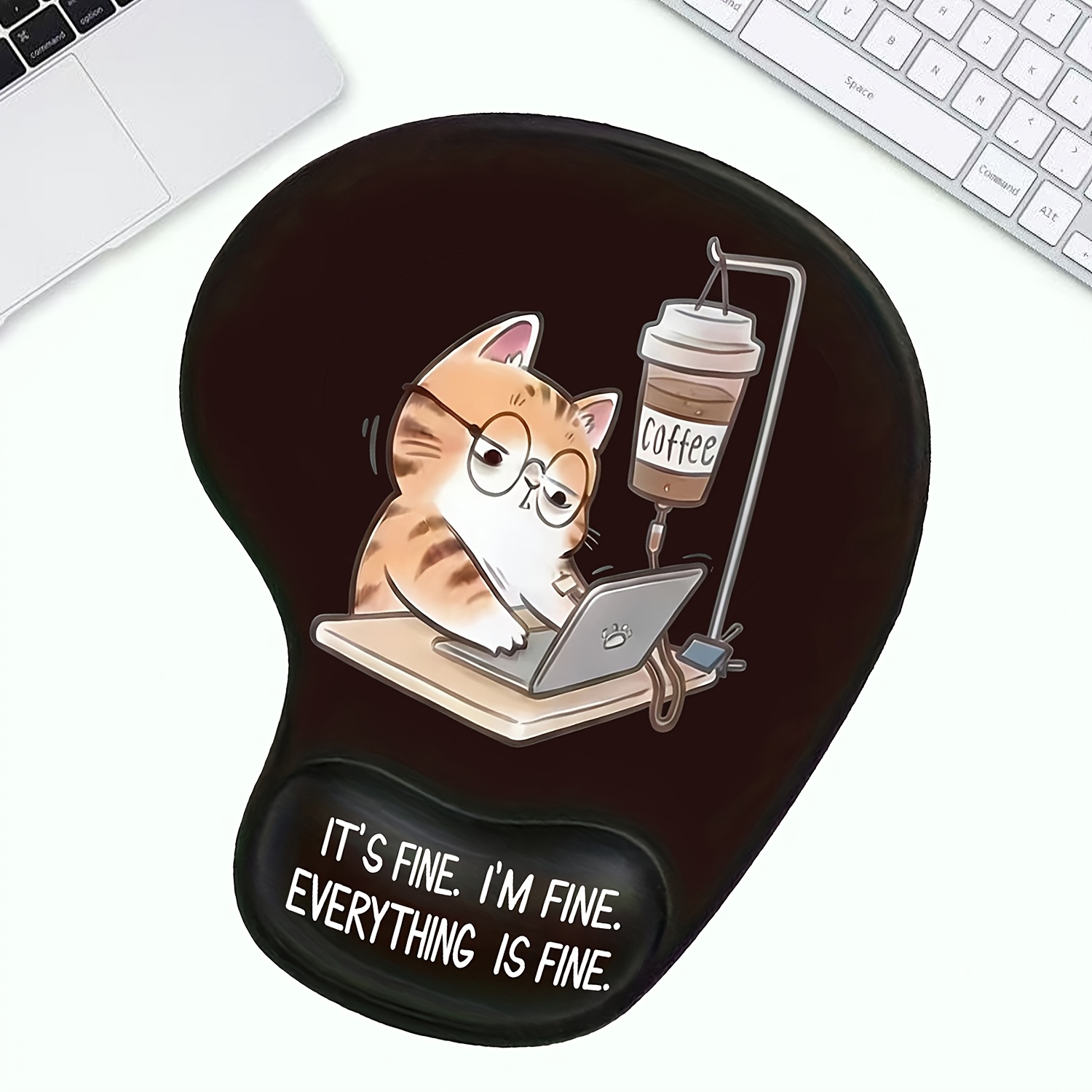 TEMU A Yellow Mouse Pad For Late-night Work, With A Wrist Support Mouse Pad: I'm , , Everything Is Great. Office Supplies Desktop Decoration,