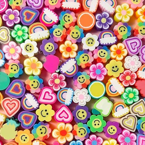 100 stück modische, sortierte, weiche keramikperlen für armband- und halskettenherstellung (zufällige stile)