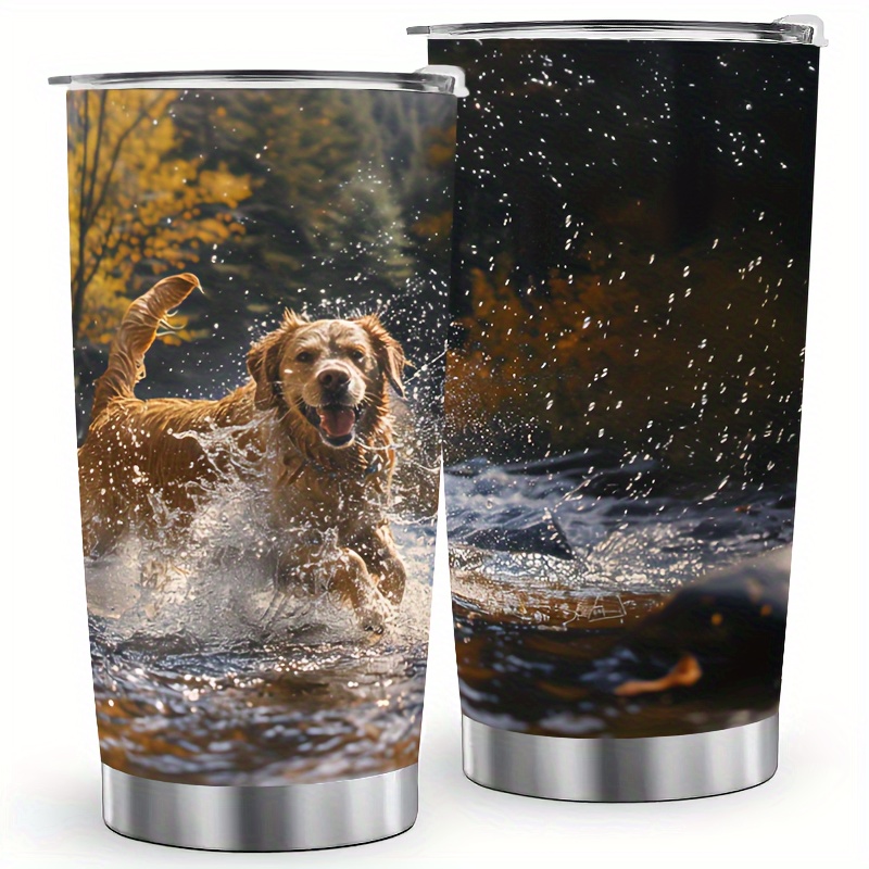 

1pc 20 Oz Stainless Steel Tumbler Golden Hair Vacuum Insulated Coffee Cup Golden Hair Fan Gift. Travel Cup