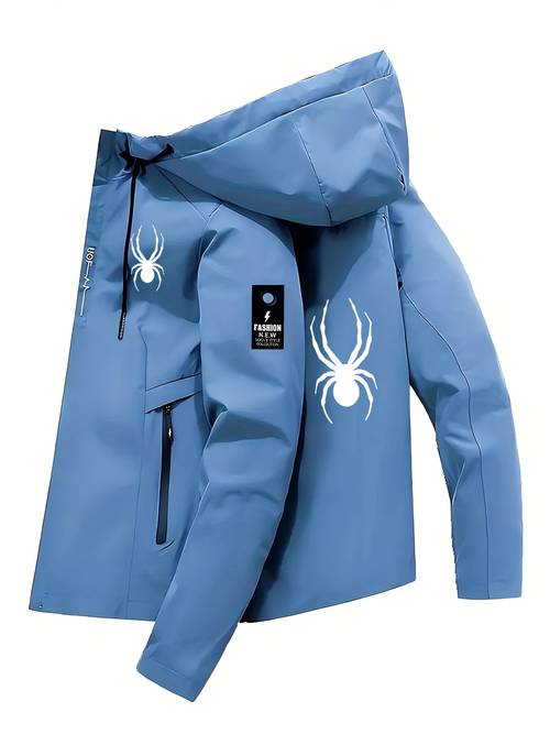 mens windproof hooded jacket lightweight windproof coat with full zip closure outdoor windbreaker for hiking camping urban zippered pockets hooded design non stretch fabric ideal for cold weather wind