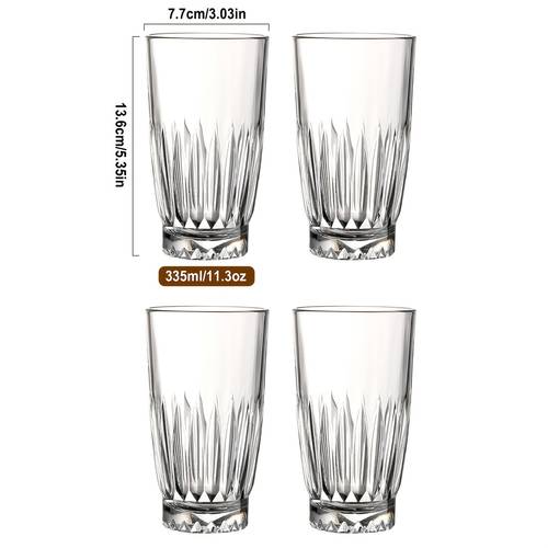 item picture 4pcs 11oz ribbed glasses drinking glasses small vintage fluted glassware tumblers cups for latte tea water cup for bar restaurant