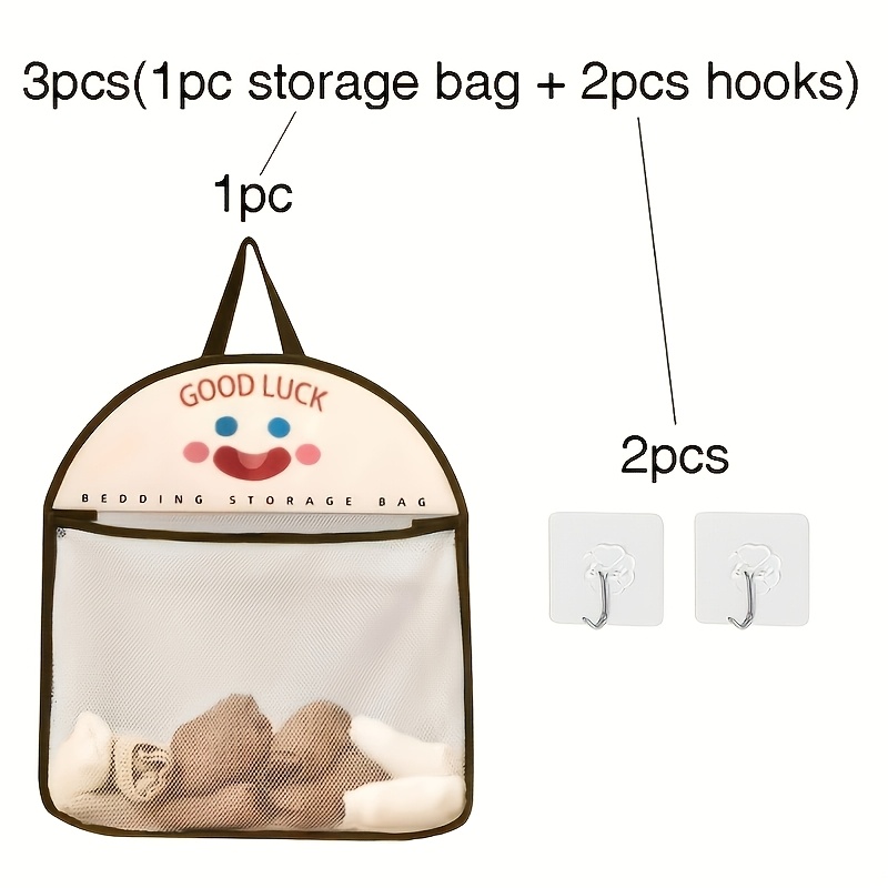 TEMU Ensemble de 3 pièces (1 sac suspendu en et 2 crochets) - Organisateur en tissu respirant avec d'animaux mignons, pliable encombrante pour