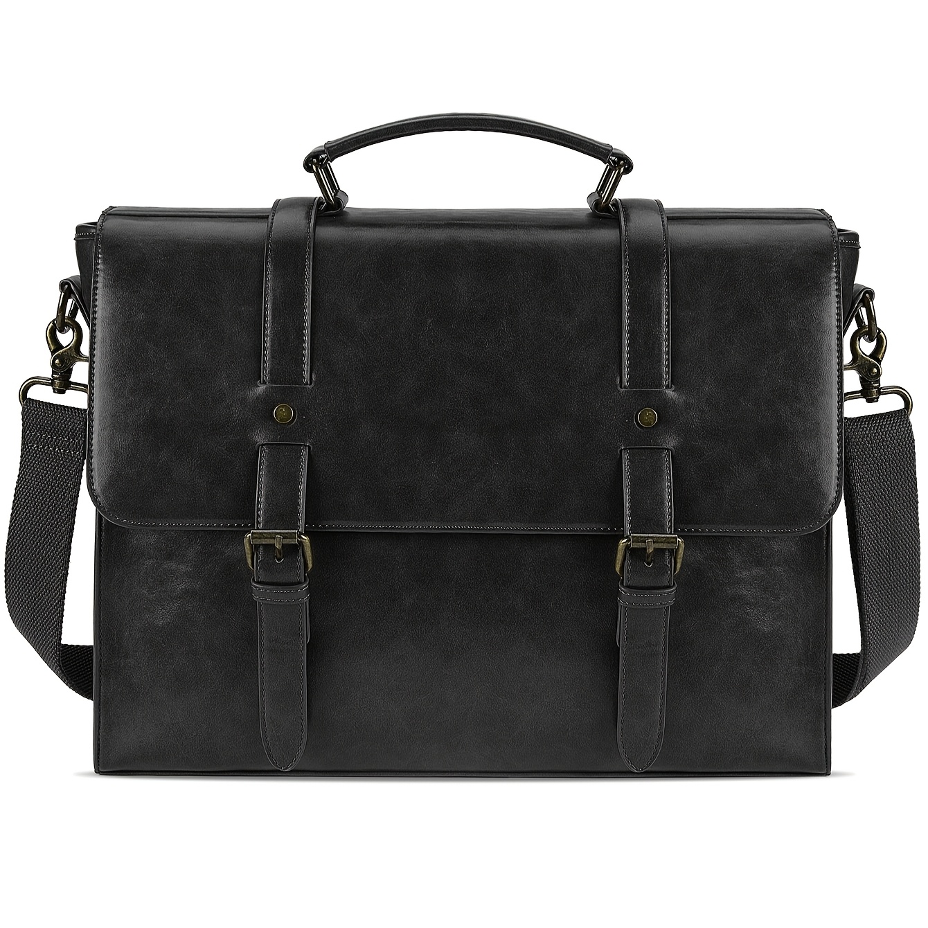 Image of Lubardy Men's Vintage Faux Leather Briefcase For Laptops Up To 15.6 Inches, Ideal For Business, Work, And School