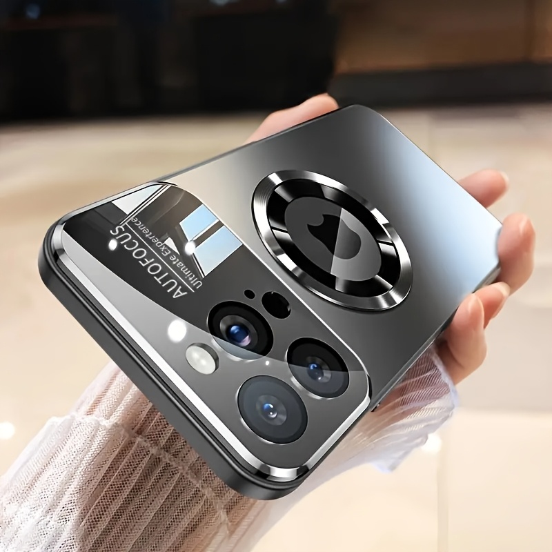 luxury glass window magnetic wireless charging phone case for iphone 17 16 15 14 13 12 11 pro   15 14 plus shockproof pc hard back cover Product details 5