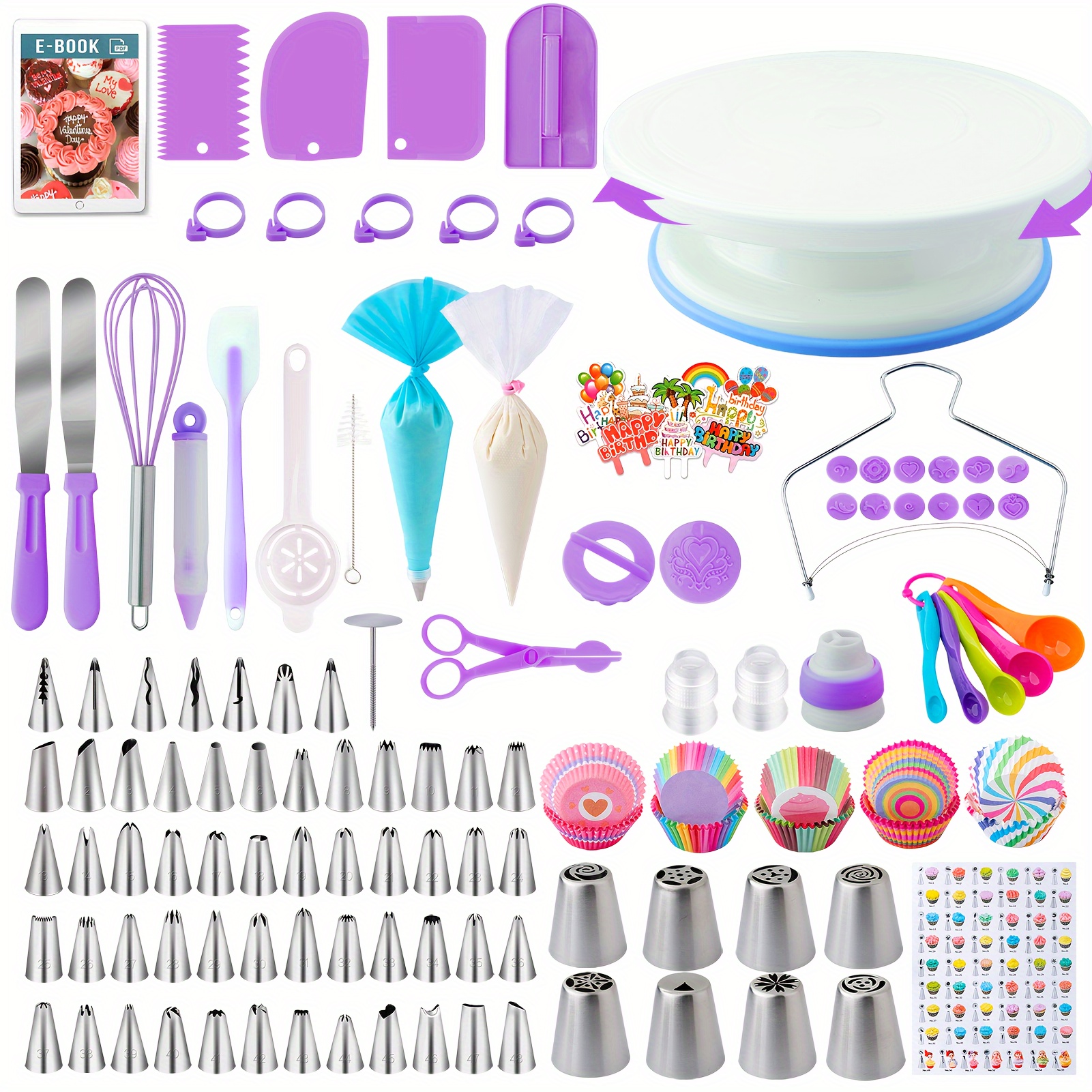 

Cake Decorating Supplies Kit Tools 356pcs, Baking Accessories With Cake Turntable, Pastry Piping Bag, Piping Icing Tips For Beginners