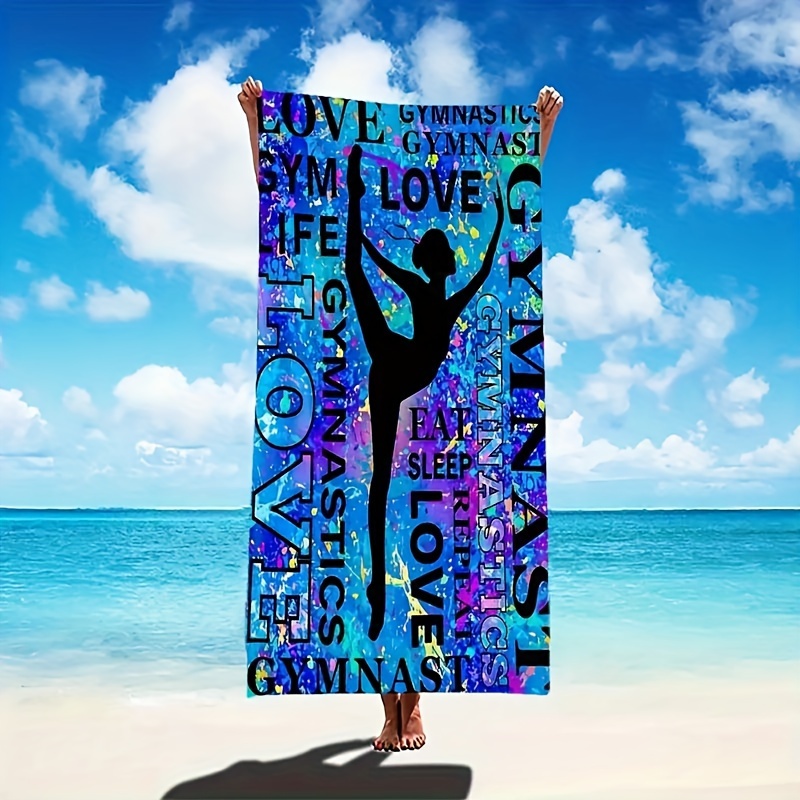 

1pc Dancing Girl Silhouette Beach Towel, Soft Sand-free Oversized Swimming Blanket, Super Absorbent Comfortable Swimming Pool Towel