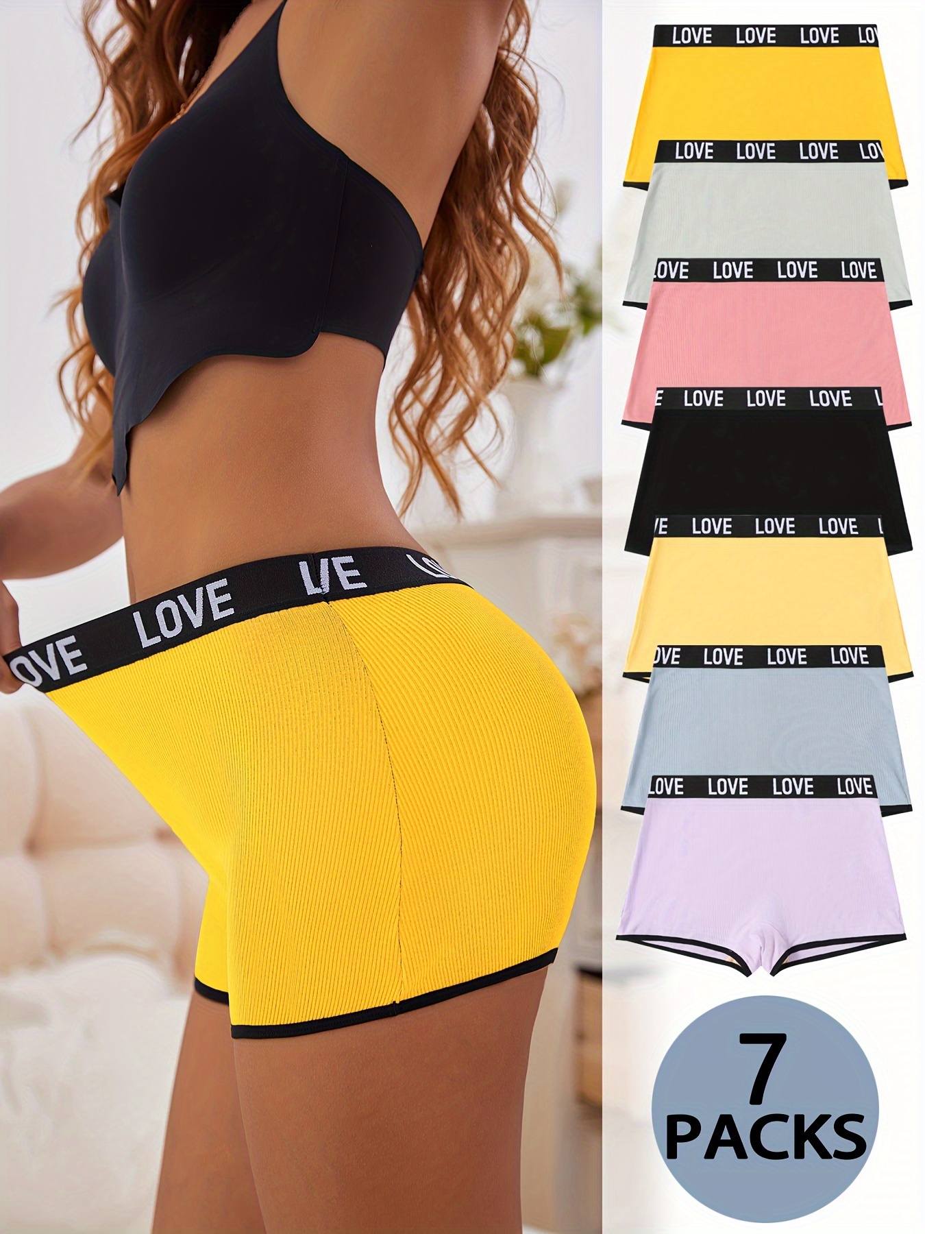 7 pack   womens     high waisted boxer briefs   waistband soft ribbed   7 solid colors   for casual attire  able undergarments sleek undergarments   panty pack modern women