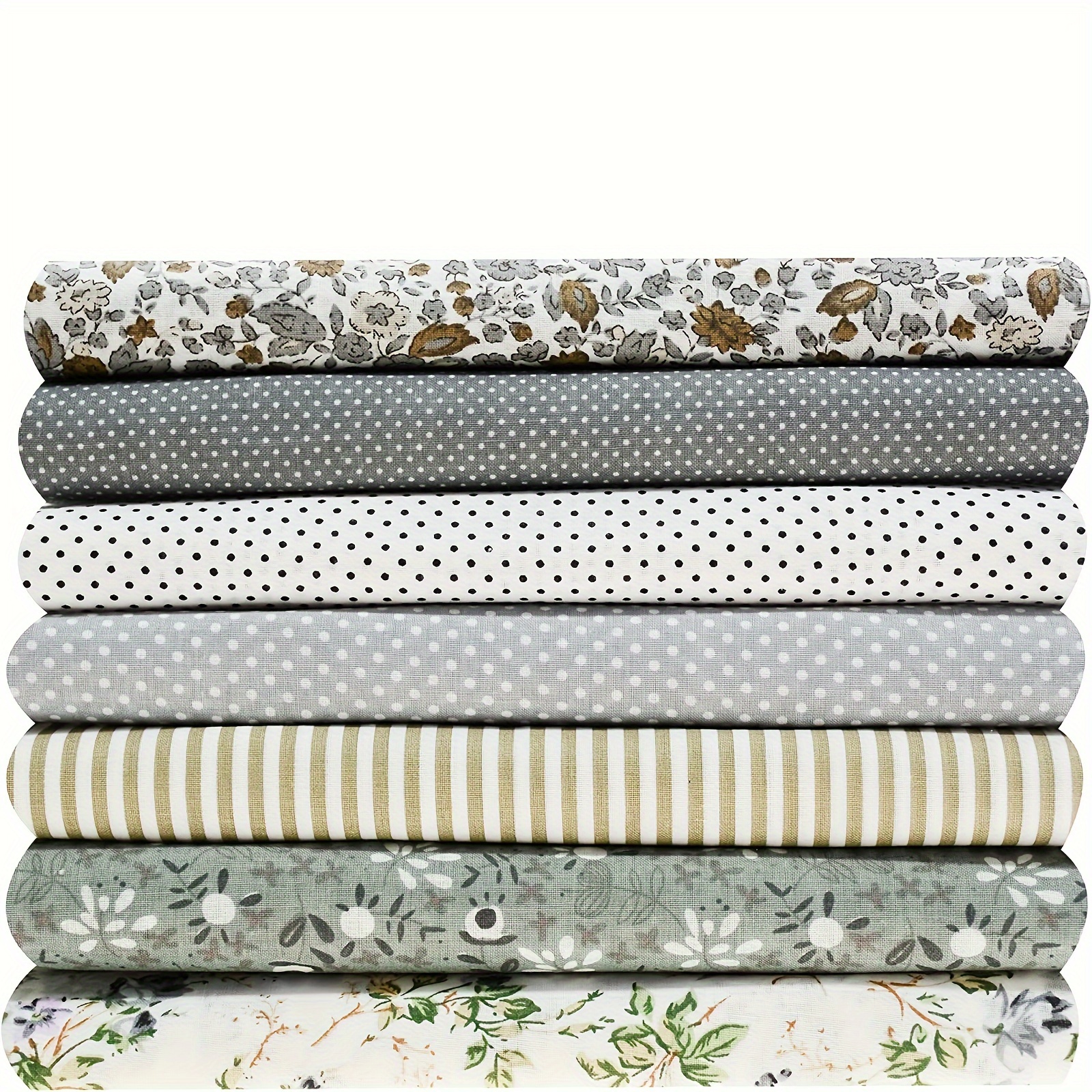 Image of 7pcs 9.8 X 9.8in Printed Cotton Fabric Quilted Square Printed Fabric Bundle Handmade For Sewing Scrapbooking Quilting