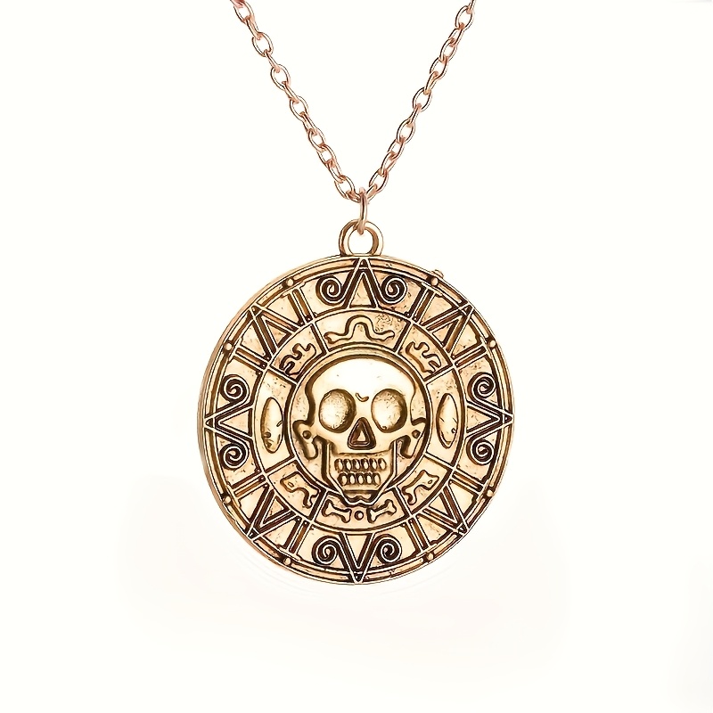 TEMU 1 Collar con Colgante con de Calavera Vintage, con Estilo Calendario , Unisex, Aportes Góticos, Adecuado para Cosplay de Halloween, Uso Diario,