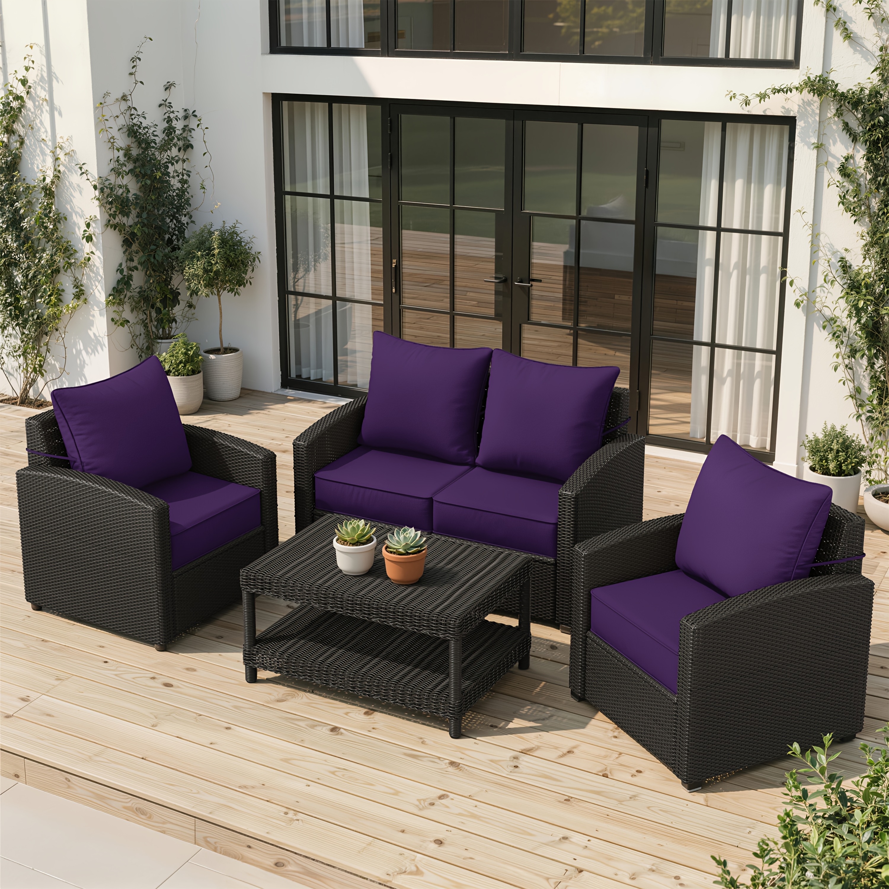 Outdoor Cushion Set of 1pc/2pcs/4pcs/6pcs - Thick 35D High-Density Foam Cushions Measuring 24*24*6.5 Inches, Featuring Quick Rebound, High Durability, And Easy Cleaning, Suitable for Outdoor Furniture Like Sofas And Patio Chairs