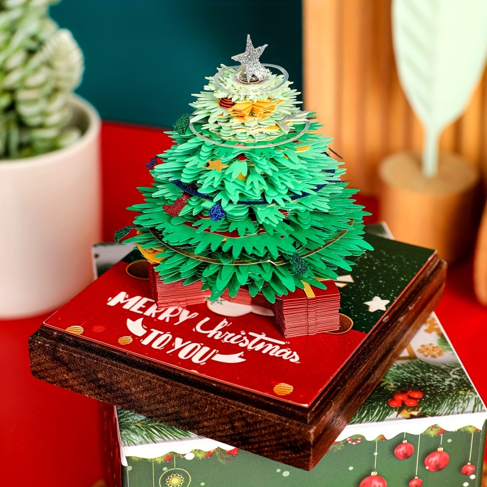 3d christmas tree paper sculpture desk calendar diy artistic notebook stickers creative paper carving ornament weekly planner office supplies details 0