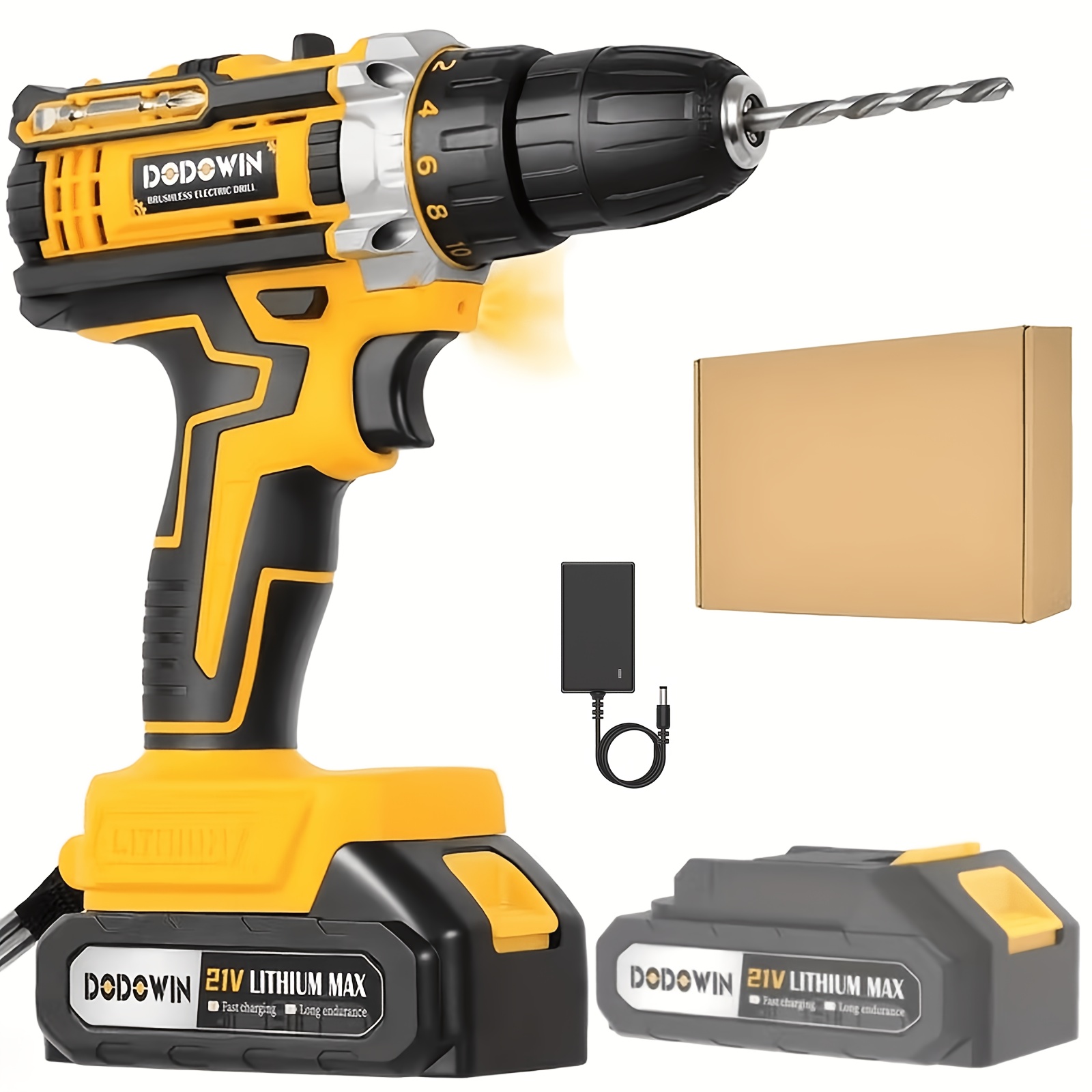 TEMU Perceuse fil multifonction 21V, disponible avec 1 ou 2 batteries haute capacité, chargeur rapide, mallette à outils et accessoires de mèches