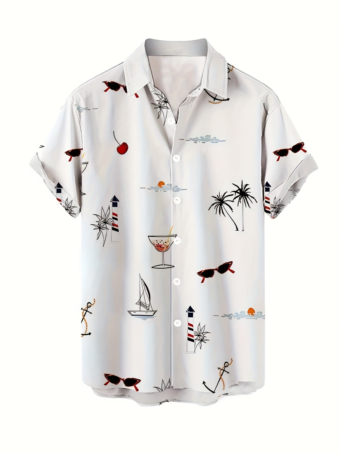 Men'S Casual Summer Short Sleeve Shirt - Vibrant, Eye-Catching Graphic Print, Comfortable Fabric, Button-Up Collar, Perfect for Weekend & Outdoor Activities