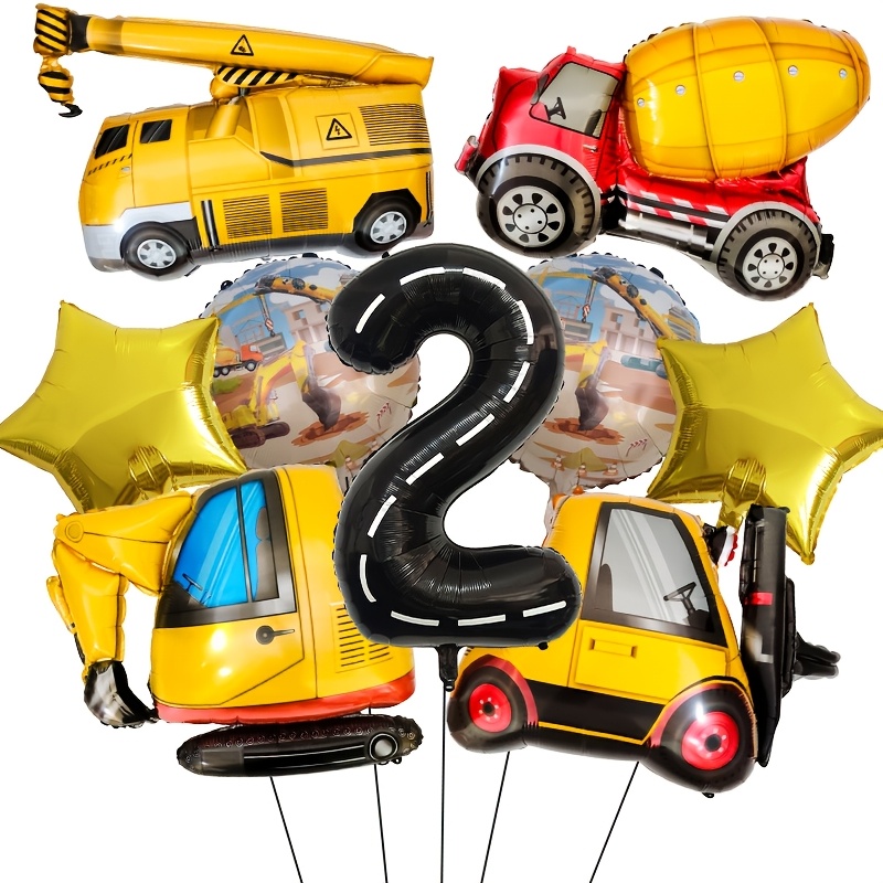 10x Bauarbeiter-Ballons 12 Zoll - Bagger & LKW-Motive, Ideal Für Kindergeburtstage