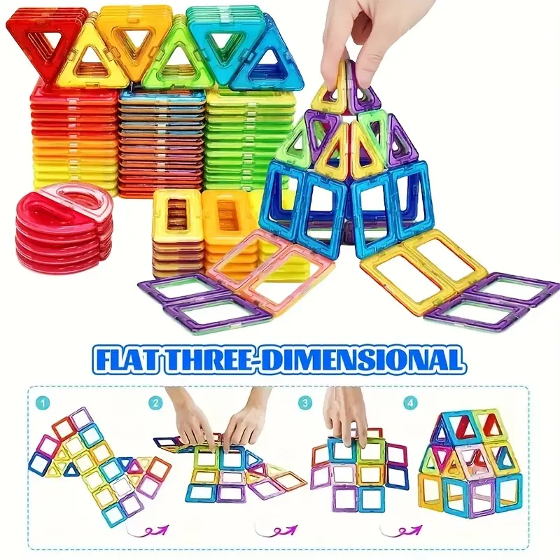 creative magnetic building blocks set diy educational stem toy for hand eye coordination development vibrant colors to enhance childrens skills ideal learning puzzle gift for boys and girls aged 3 perfect back to school birthday halloween christmas present 4