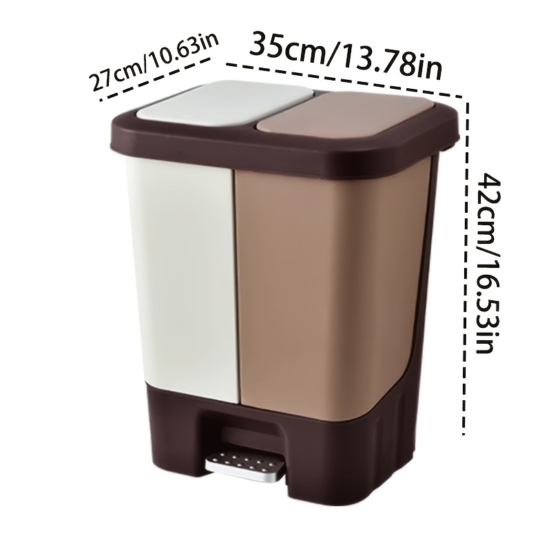 2in Classification Trash Can, (2x10l) Kitchen Trash Can, Foot Pedal/press Open Lid, Double Compartment Kitchen Trash Can, Sealed Rectangular Trash Can, Very Suitable For Kitchen Office