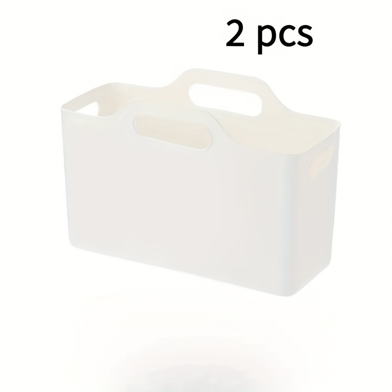 2pcs Stackable Plastic Storage Baskets, Soft Pp Multi-functional Storage Boxes, Kitchen Sink Under-table Bathroom Organizing Baskets, Transparent And White Household Office Dormitory Storage Boxes