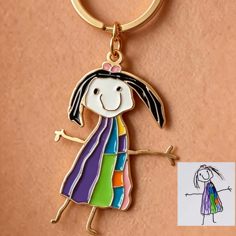 TEMU Portachiavi personalizzato con pittura colorata e , portachiavi personalizzato a animati, portachiavi con ciondolo e , regalo commemorativo in