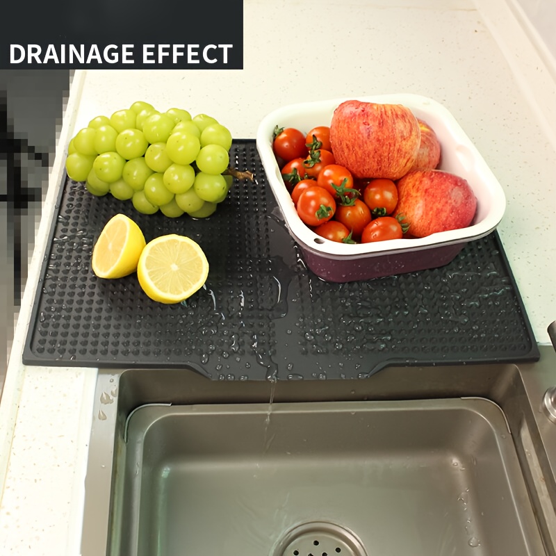 

Soft Silicone Kitchen Draining Mat, 45*31cm, Heat-resistant And Non-slip, To Water From Dishes.