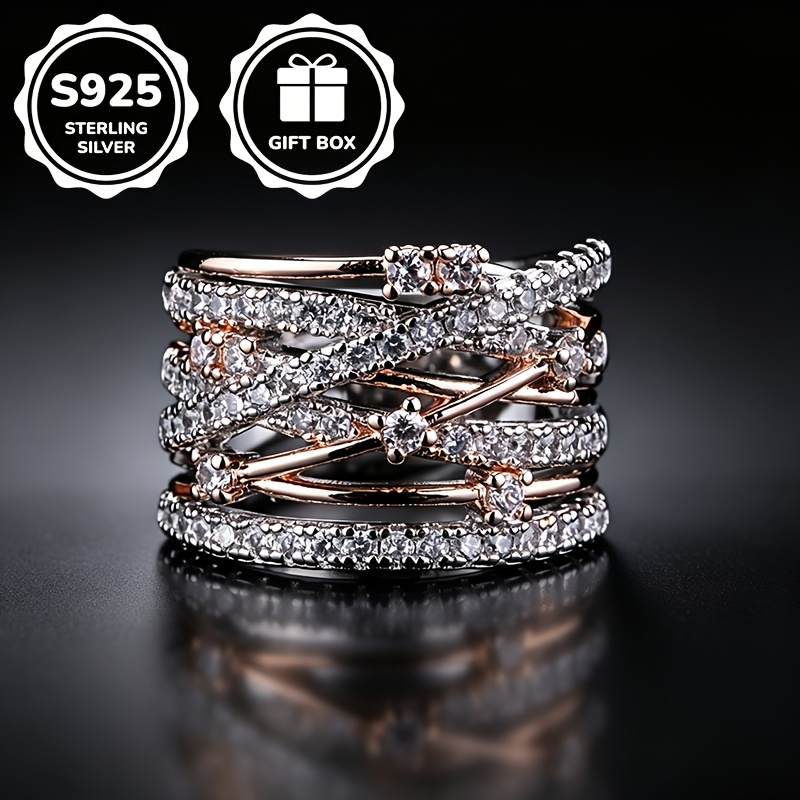 Image of 1pc S925 925 Silver Luxury Wrap Synthetic Synthetic Zircon​ Ring, Unisex, High-quality Jewelry, Sizes 6, Suitable For Daily Casual And Banquet Party Wear, Hip Hop Style