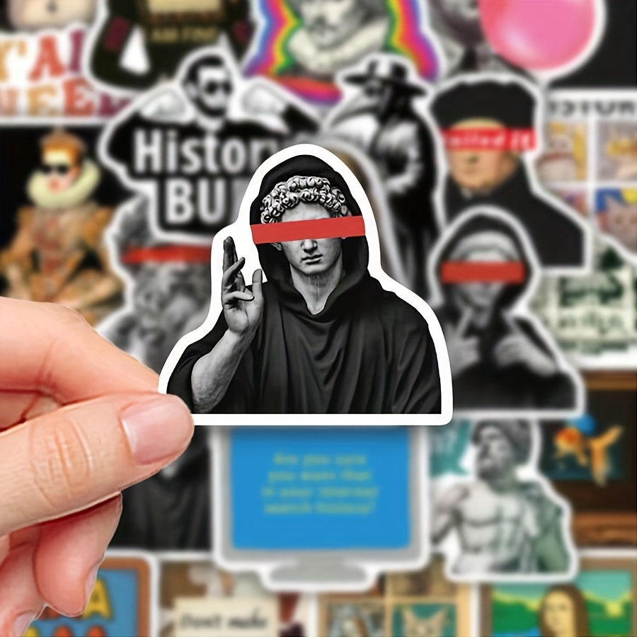 TEMU 50 adesivi letterari e storici a animati, set di adesivi artistici creativi, adatti per decorare cellulari, quaderni, diari, valigie, laptop,