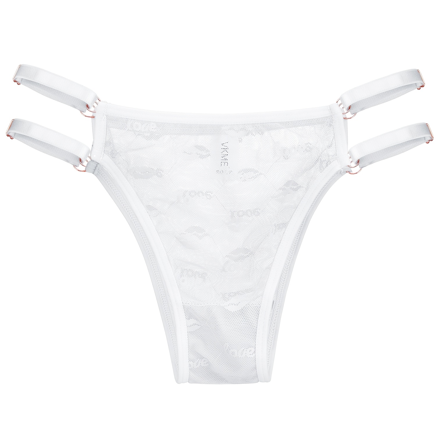 1-Pack Sexy Japanese-Style Lace Lips LOVE Double-Strap Panties | Adjustable Hollow Low-Waist Women'S Triangle Panties with Fashion Buckle