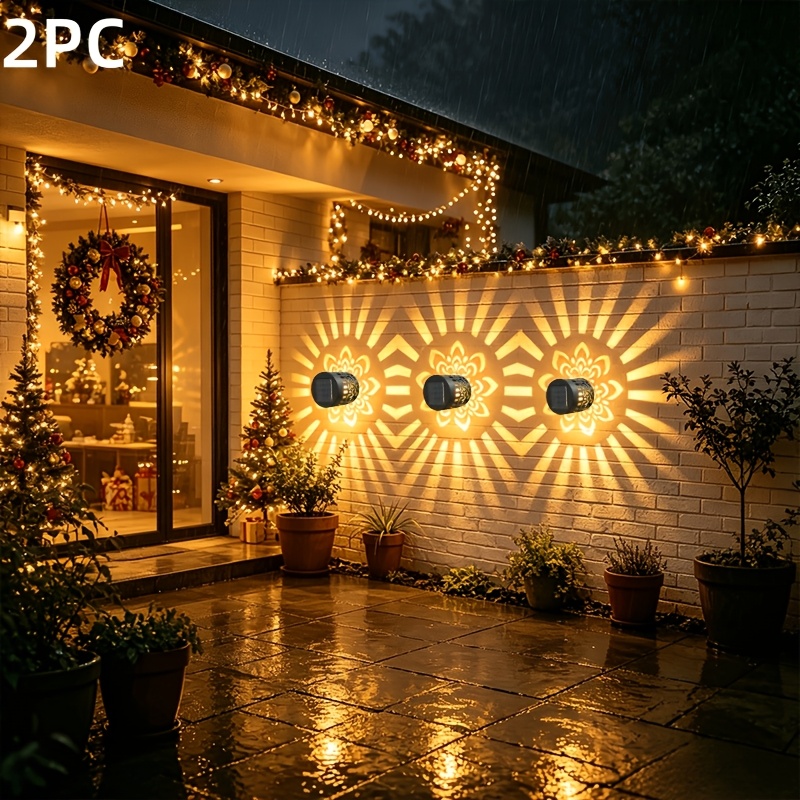 TEMU 2pcs Solar Light Wall Lamp, Spotlights And Security Lights, Solar Outdoor Wall Lights, Solar Plastic Lights, Suitable For Courtyards, Gardens,